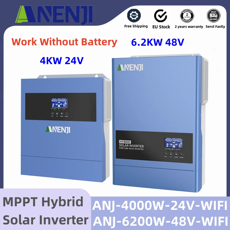 4KW 6,2KW Solar Inverter 24V 48V 220V Hybrid Off Grid On Grid Inversor Gebaut MPPT 100A 120A Solar