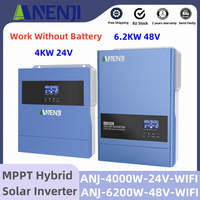 4KW 6.2KW Solar Inverter 24V 48V 220V Hybrid Off Grid On Grid Inversor Built MPPT 100A 120A Solar Charger Apply For Power System