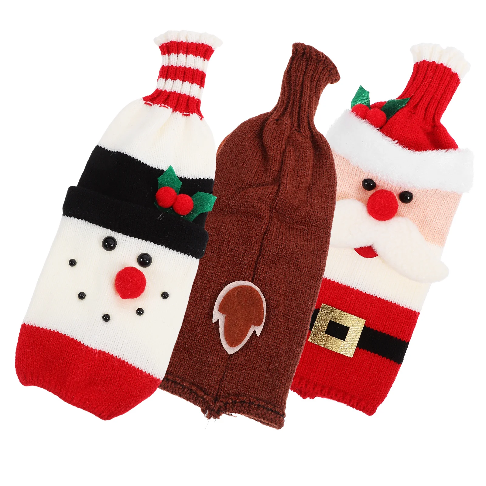 

3Pcs Lovely Wine Bottle Covers Christmas Bottle Sleeve for Party Supplies Festive Table Decoration Christmas Accessory