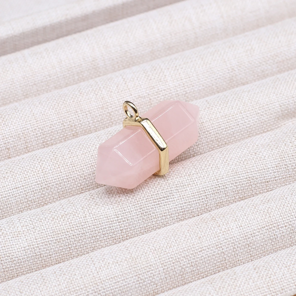 Natural Stone Rose Quartz Double Pointed Hexagonal Pendant Jewelry Stone Jewelry DIY Necklace Accessories