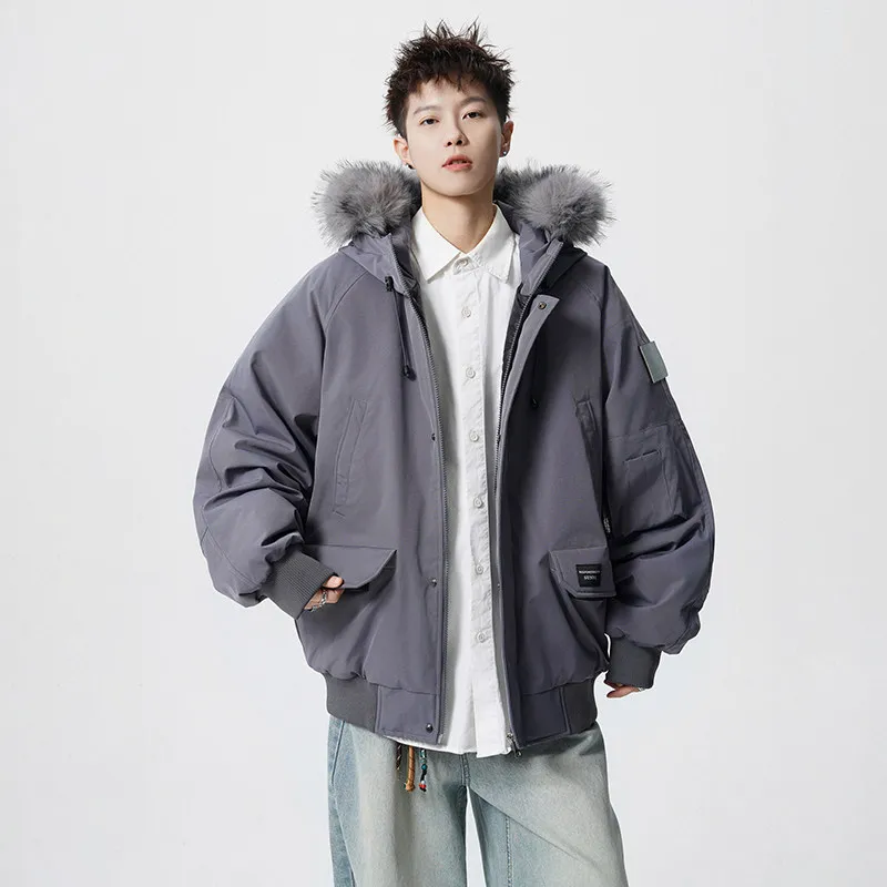 

Новая осенне-зимняя утепленная хлопковая куртка для мужчин: модный тренд, хлопковое пальто с капюшоном и меховым воротником, молодежный повседневный стиль