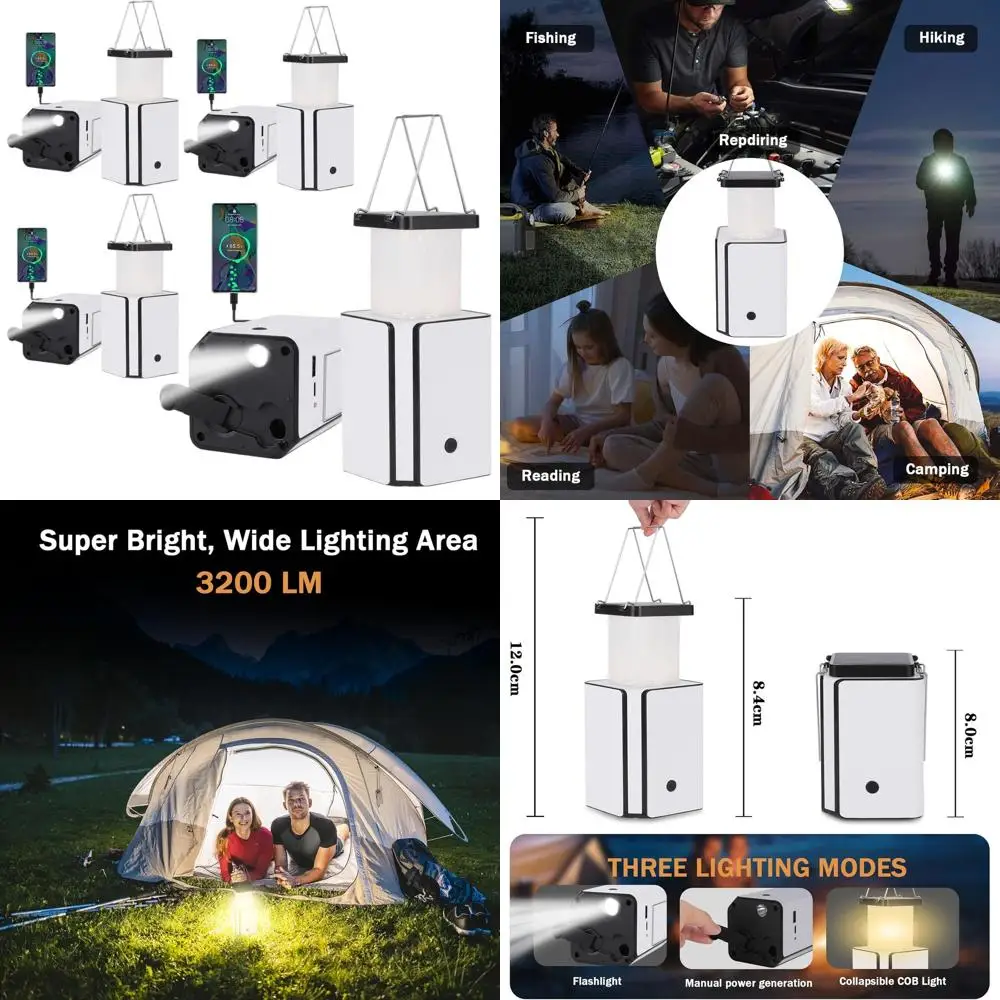 

Солнечный светодиодный фонарь для кемпинга с ручным приводом и функцией зарядки телефона