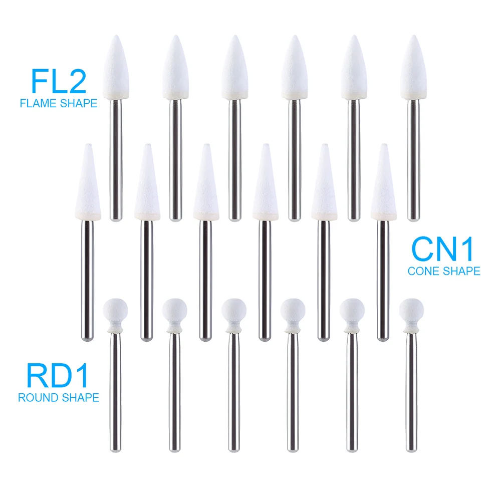 12Pcs/Box AZDENT Dental Flame White Stone Polishing FG Burs FL2 Abrasion Point Bur Fit High Speed Handpiece 1.6mm Dentist Tools