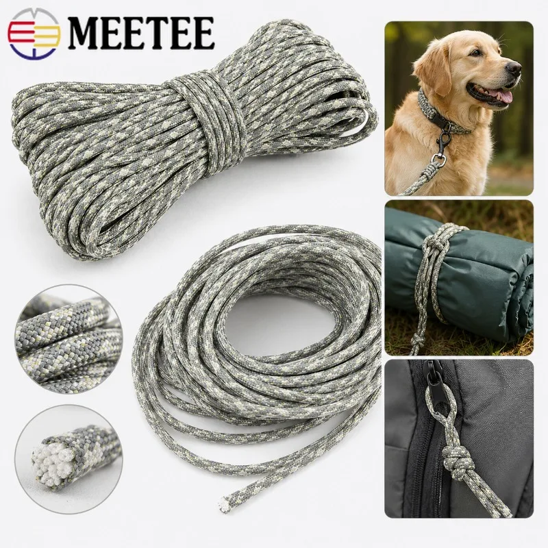 10-50M 5mm 7 Core Paracord Utility Rope Multi-color Braided Cord for Pet Collar Tent Fixed Ropes DIY Replaceable Material Roll