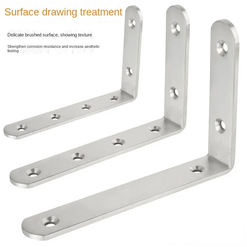 Stainless Steel 90 Degree Angle Bracket Corner Brackets Joint Bracket Fastener Furniture Door Cabinet Screens Wall with Screws