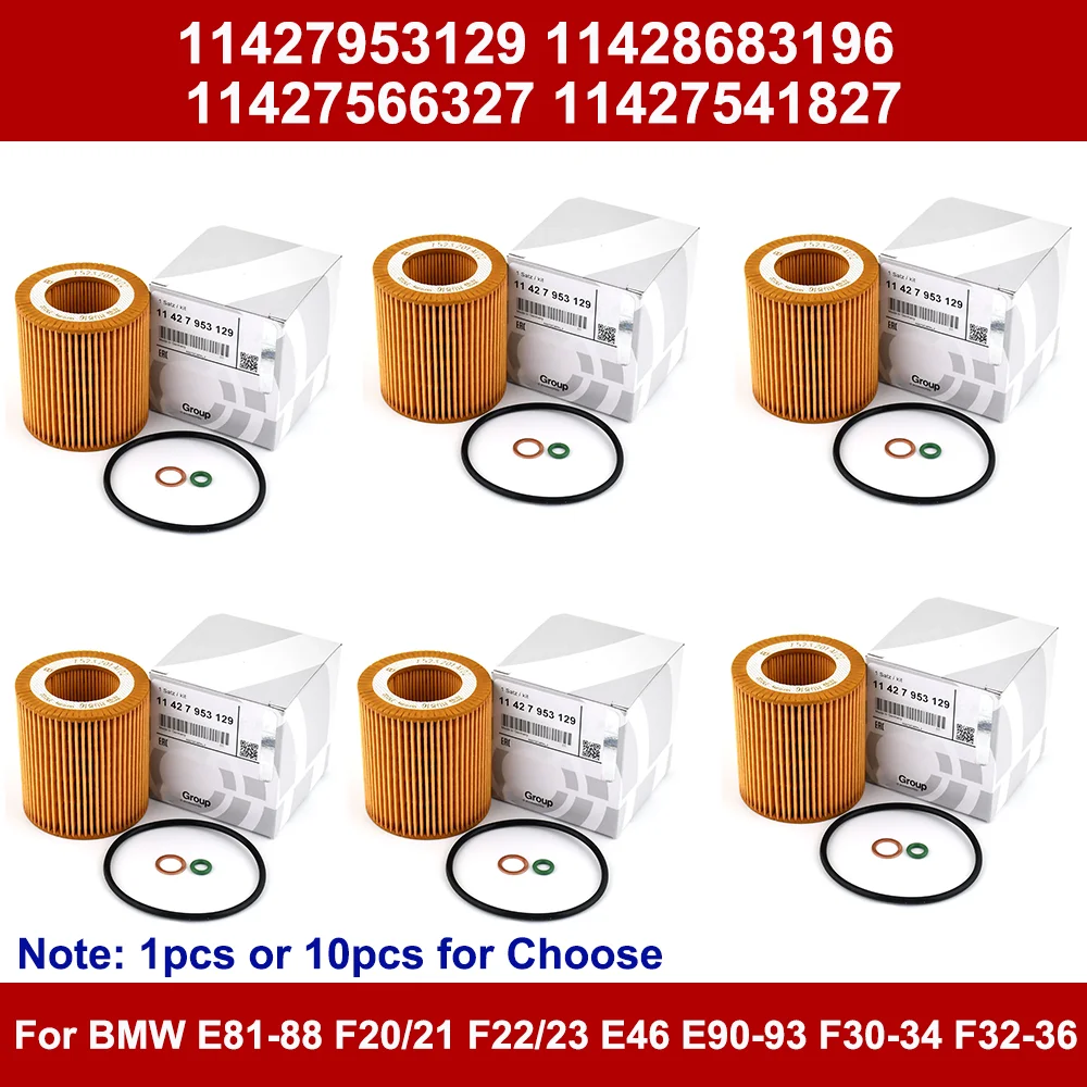 

10PCS 11427953129 11427566327 11427541827 Oil Filter for BMW E60 E82 E88 E90 E92 E93 3 Series E90 E91 E92 E93 5 Series E60 E61
