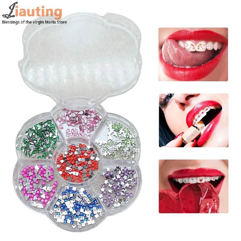 Dental Tooth Gems Crystal Diamond Ornament Diy Tools Various Shapes Color Teeth Jewelry For Denture Acrylic Dental Accessories