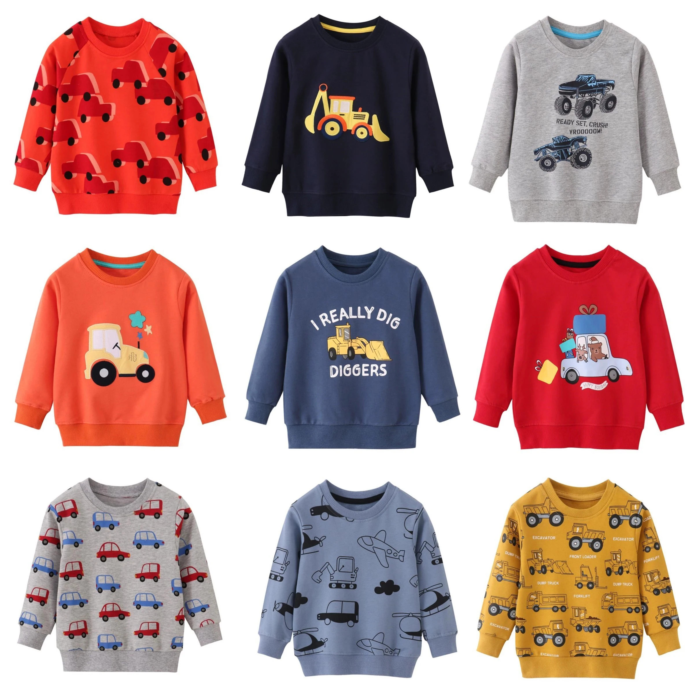 Children Boys Pullover Tops Cartoon Car Cotton Long Sleeve Cuffs Toddler Boys Sweatshirts Spring Autumn Kid Baby Boy Track Shirt