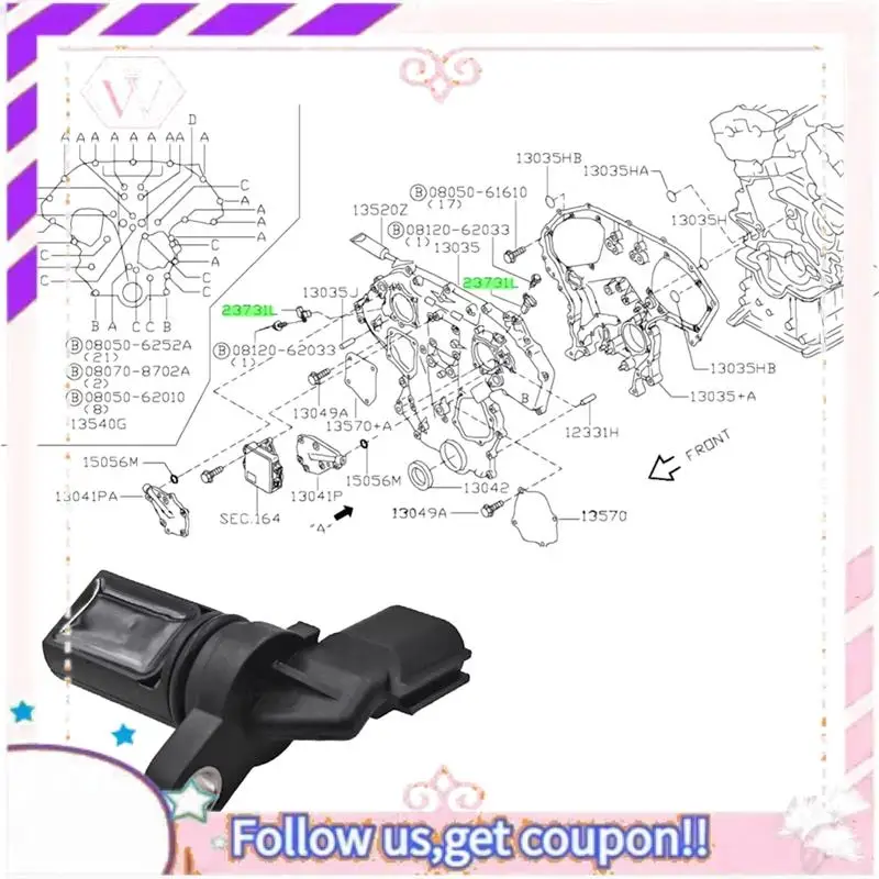 Łatwy w użyciu czujnik położenia wału korbowego 23731-2Y524 do Nissan Pathfinder Cefiro Cedric Infiniti FX35 45 M35 M45 Q45 23731-2Y523