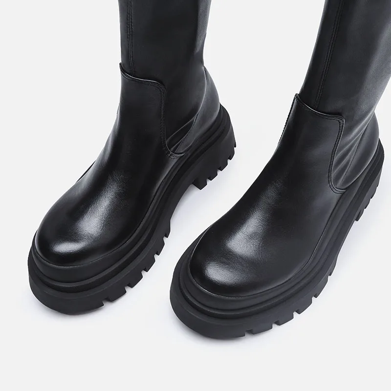 Winter Rain Boots Women's Autumn 2026 Black Thick Bottom Middle Tube Stretch Boots Slim-fit Short Boots Warm Shoes Botas Mujer view 2