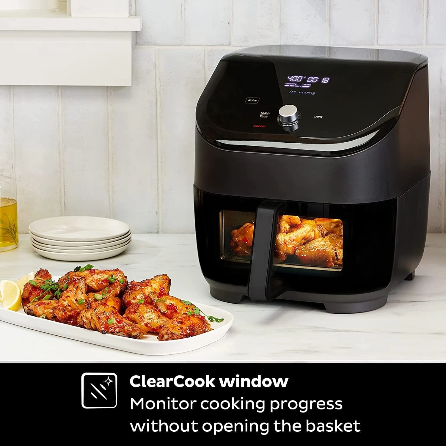 Vortex Plus 6qt Clearcook Air Friteuse, Clear Windows, Aangepaste Programma-Opties, 6-In-1 Functies, Chips, Grillen, Braadstukken, Dehydrates