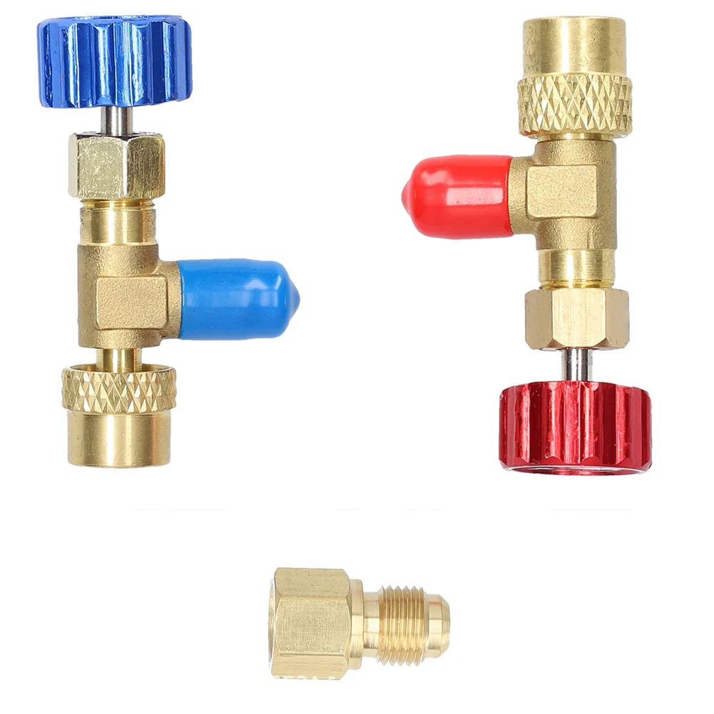 Air Conditioner Safety Valve Set R22 R410 Filling Valve Tool Copper  Safety Valves Set Adapter  5/16 SAE To 1/4 SAE Accessories