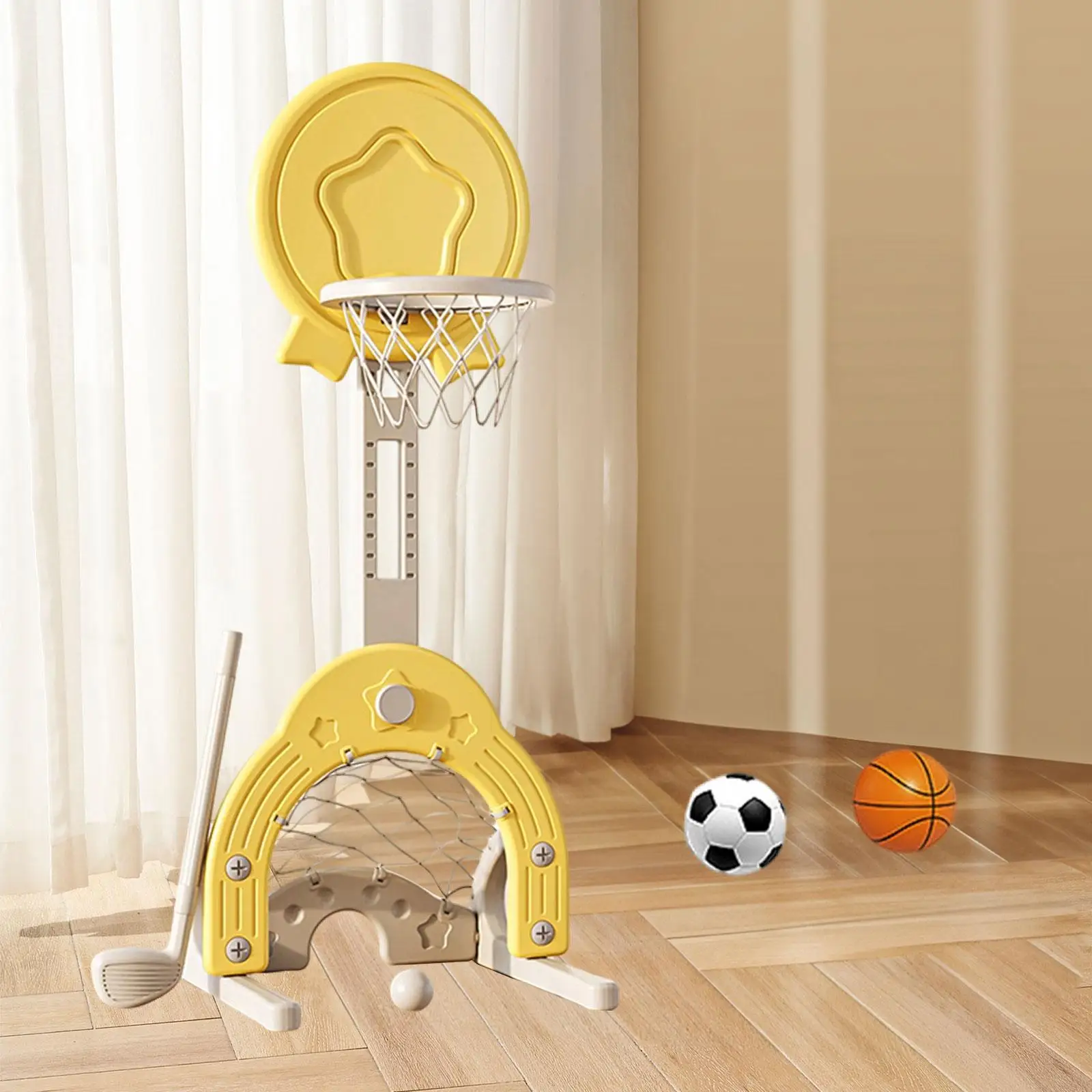 3 In 1 Basketbal Hoepel Set, Veelzijdige Vaardigheidsontwikkeling Indoor Outdoor Sport Speelgoed