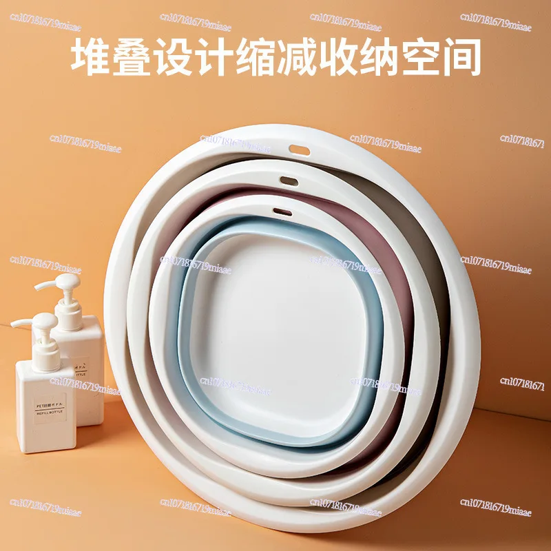 

Foldable square washbasin outdoor travel portable large silicone folding basin