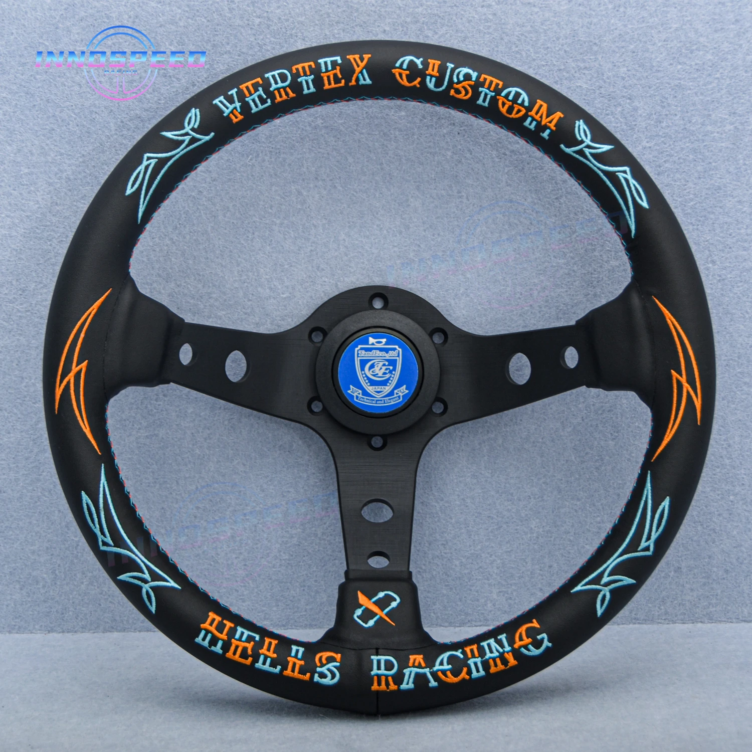 Lastest Vertex Custom Hells Leather Steering Wheel JDM Deep Dish Racing Sport Steering Wheel Gaming Car Accessories