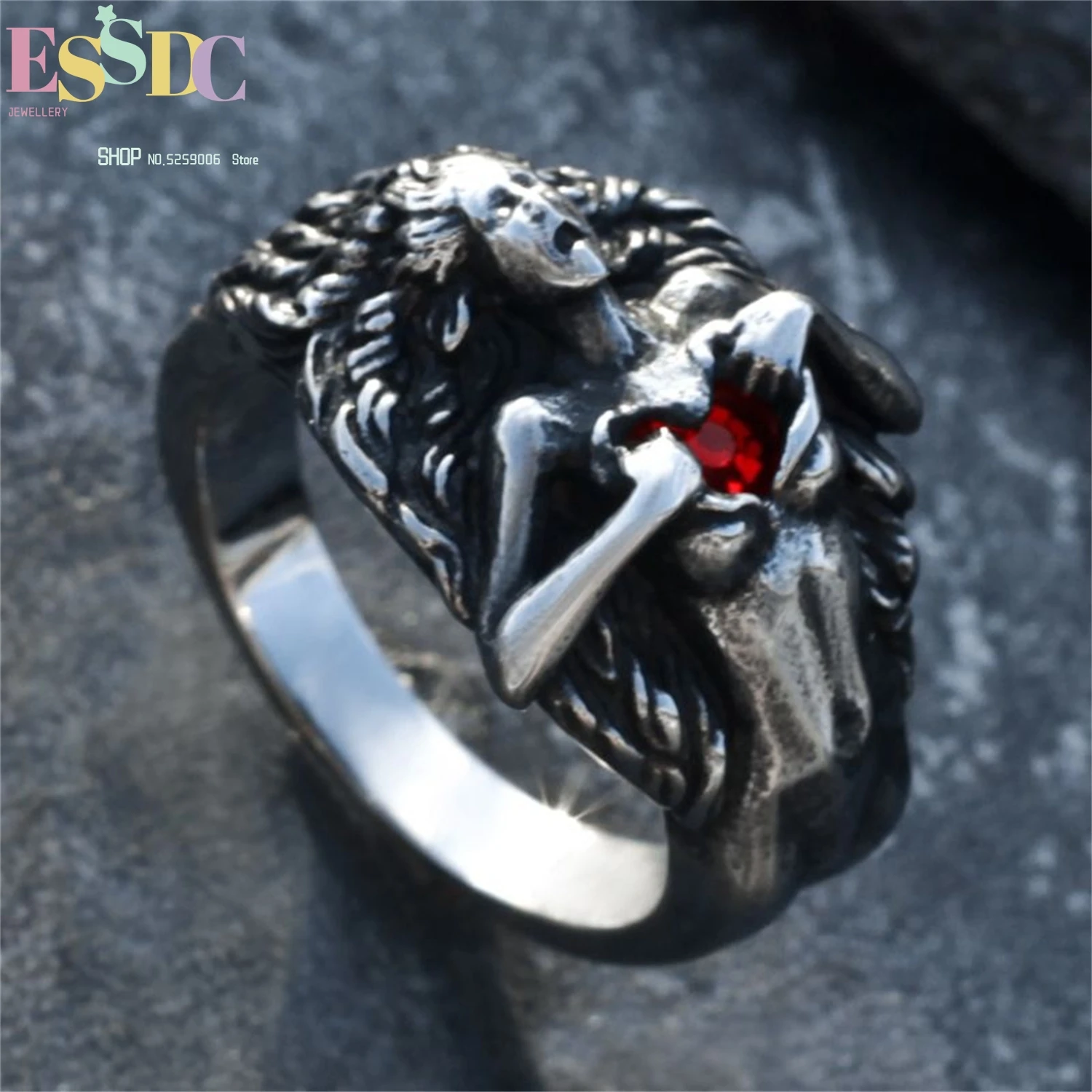 

Кольцо из титановой стали Adam Eve для мужчин, готическое, в стиле хип-хоп, винтажное, регулируемое, унисекс, уличные украшения