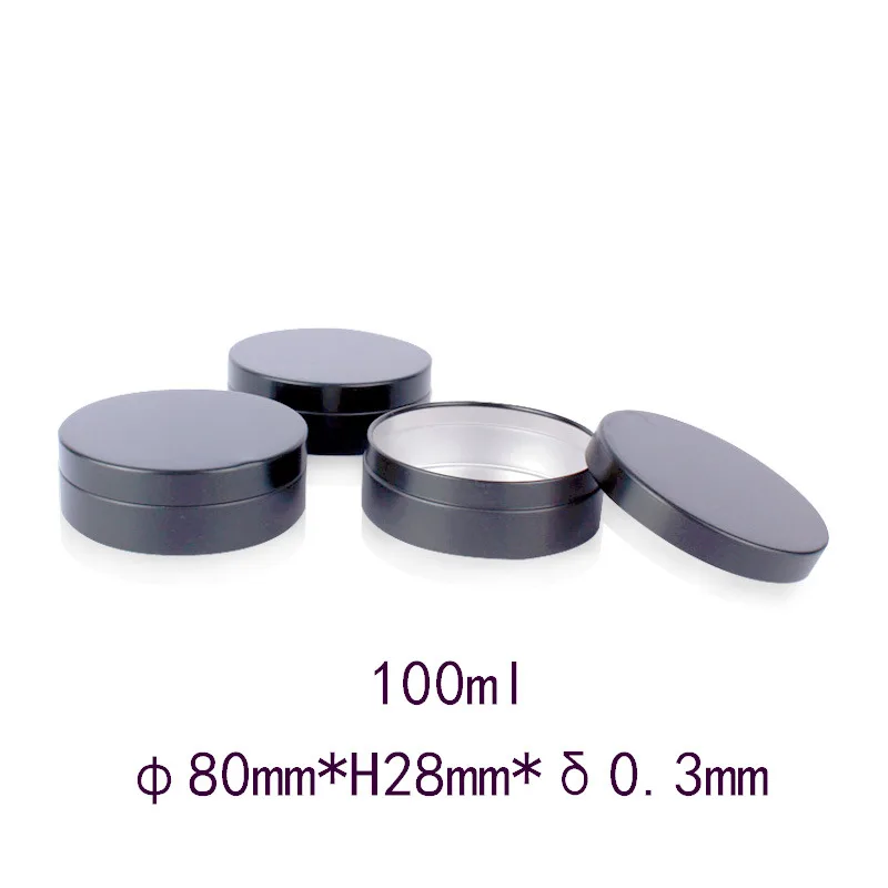 200pcs 3.38 oz Storage Bottles Jars 100ml Empty Round Matte Black Aluminum Tins For Cosmetic Packaging Metal Packing Jar