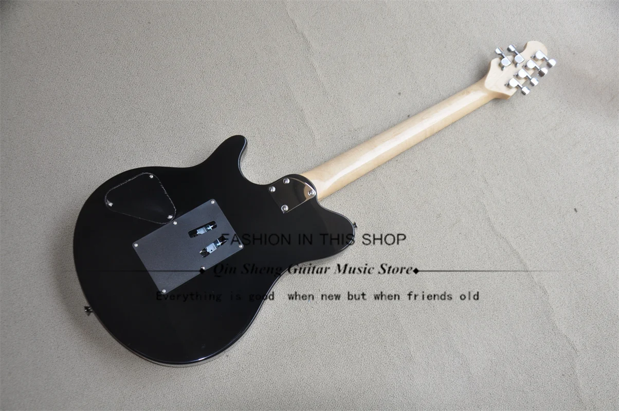 Transparent black electric guitar ERN guitar basswood body squilted maple top groove fingerboard tremolo bridge HH pickup