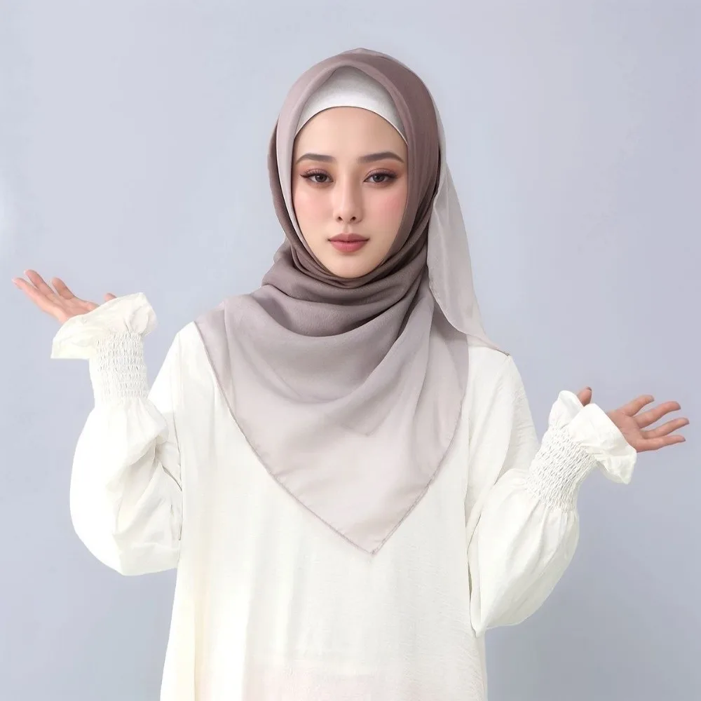 

110 x 110 cm Gradient Square Scarf Square Shape Breathable Muslim Hijab Air-conditioned Ethnic style Style Head Wrap Scarf