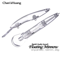 Chan’sHuang 10PCS Unpainted Blanks 16cm 20g Rattle Floaitng Minnow DIY Handmade Artificial Fishing Lure