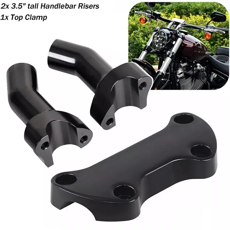 Unique Black Top Cover 3.5 Inch Handlebar Risers Clamp For Dyna Softail Sportster XL