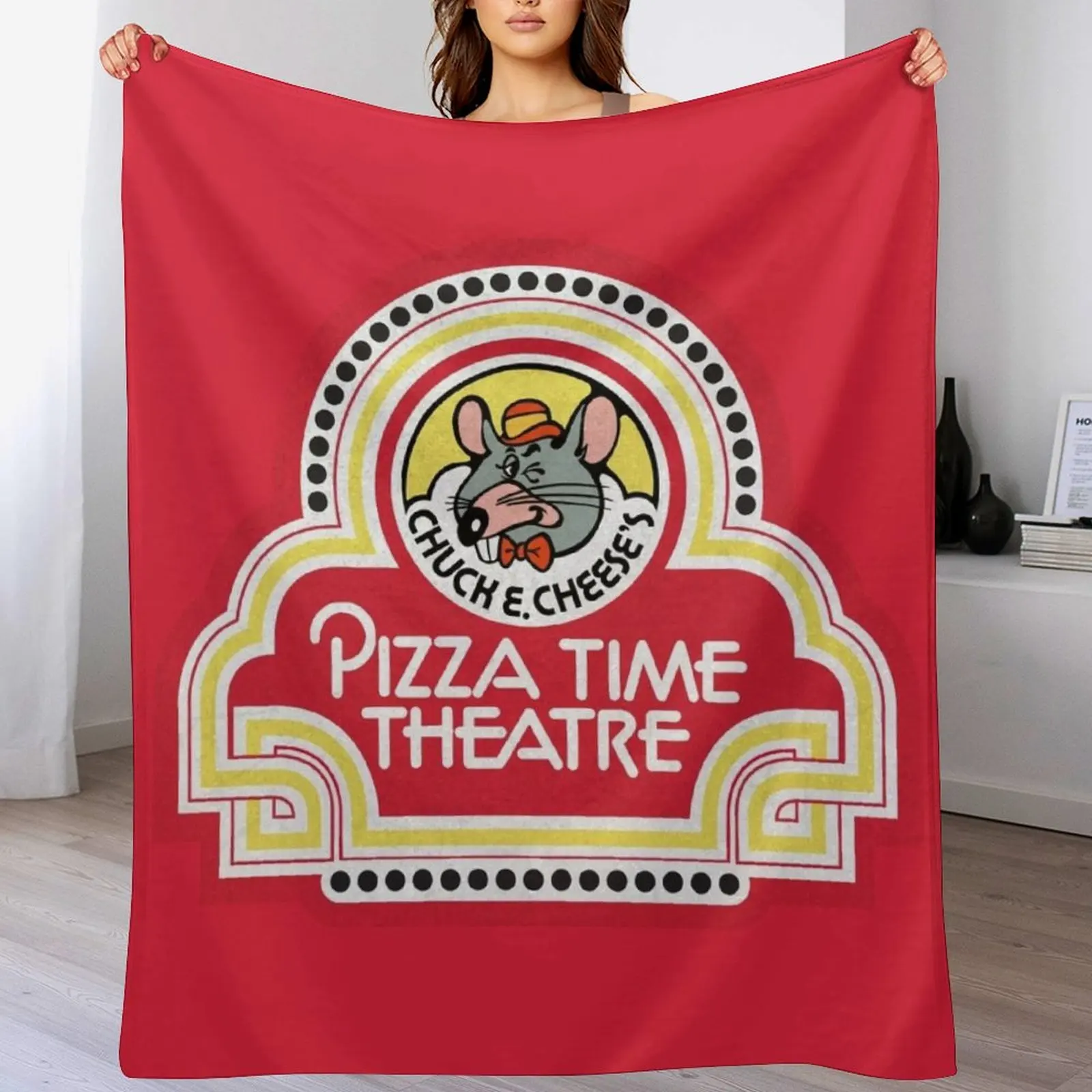 Chuck E. Cheese's Pizza Time Theatre Scary Animatronics Official Logo Throw Blanket Bed linens anime Plush Blankets