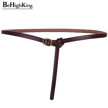 女性のための狭い本革ベルト、弓の皮の装飾的なウエストバンド、ドレスまたはスカート、オーバーコートベルト、ファッション、幅1.0 cm