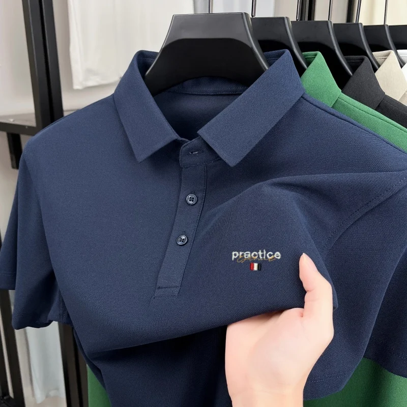 High quality fashion men's short sleeve polo shirt summer breathable new luxury brand exquisite letter embroidery casual T-shirt