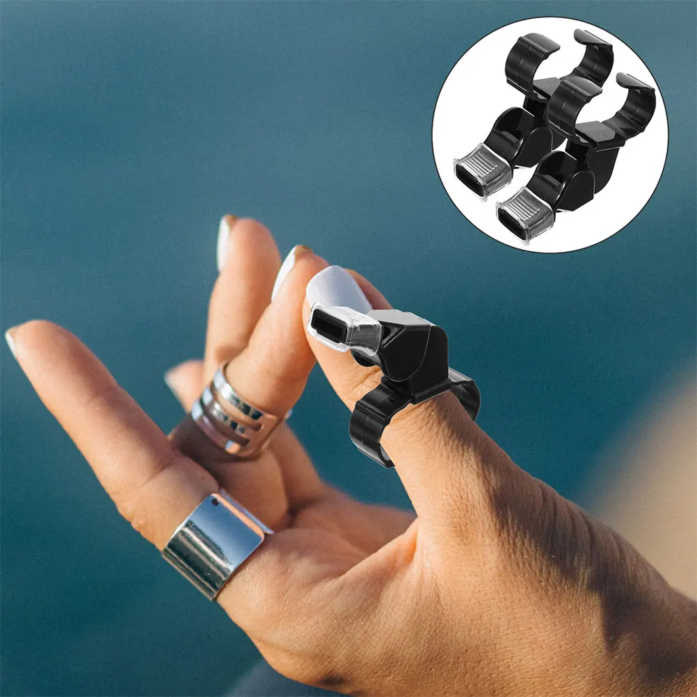 

4pcs Loud Dual Tone Finger Ring Durable Sports Referee Lifeguard Emergency Safety Whistle For Basketball Soccer Volleyball