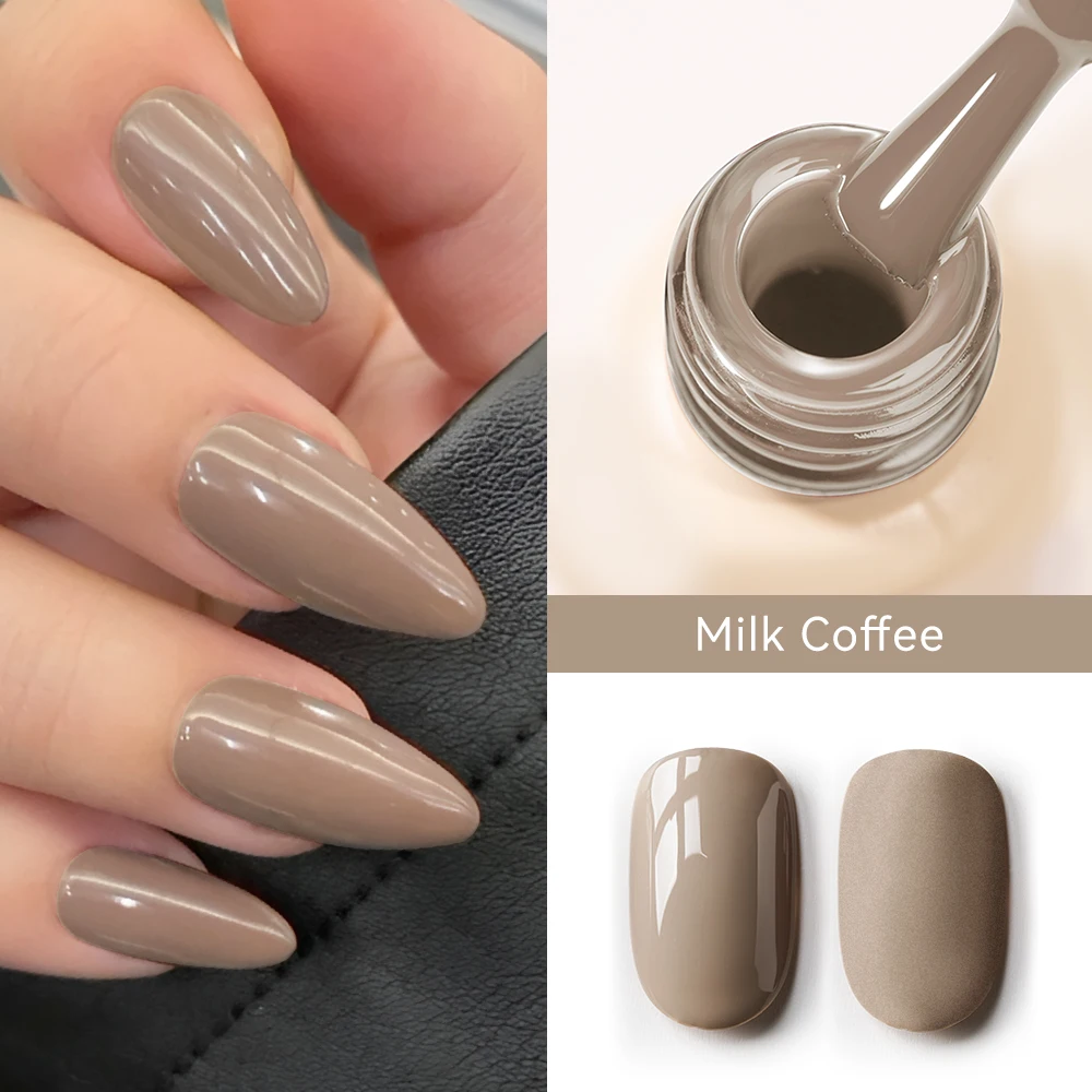 MAYCHAO Milk Coffee Gel Nail Polish 12ml Glossy Semi Permanent Soak Off UV LED Frosted Gel Nails Painting Varnish