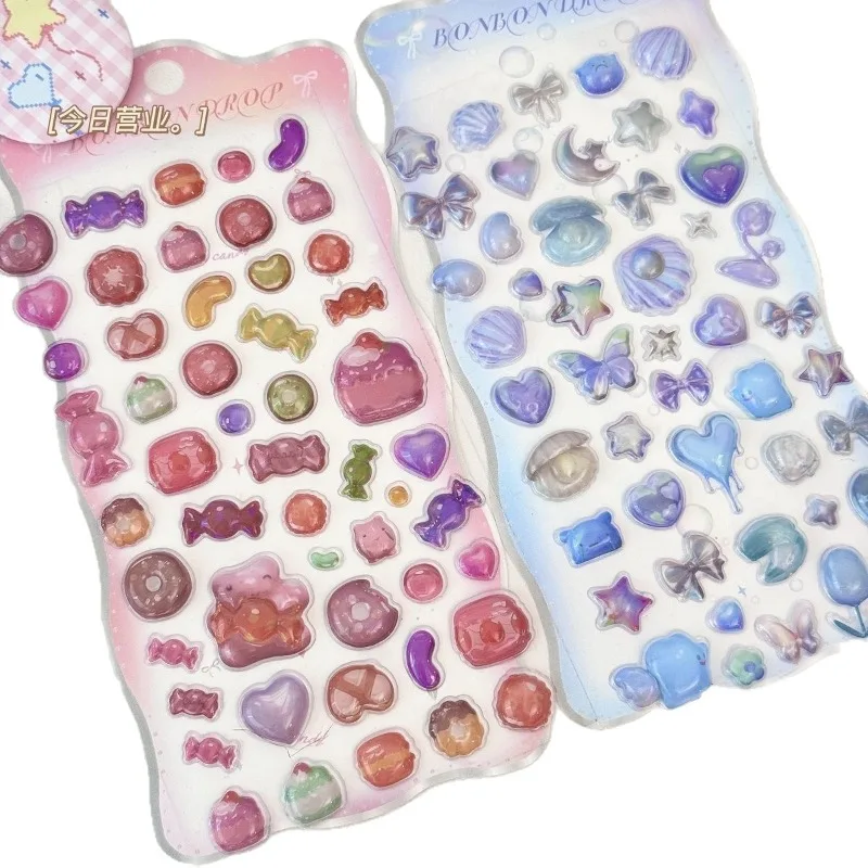 3D Relief Sticker Acrylic Epoxy Transparent Bubble Sticker Students High Value Waterproof Decorative Cartoon Animal