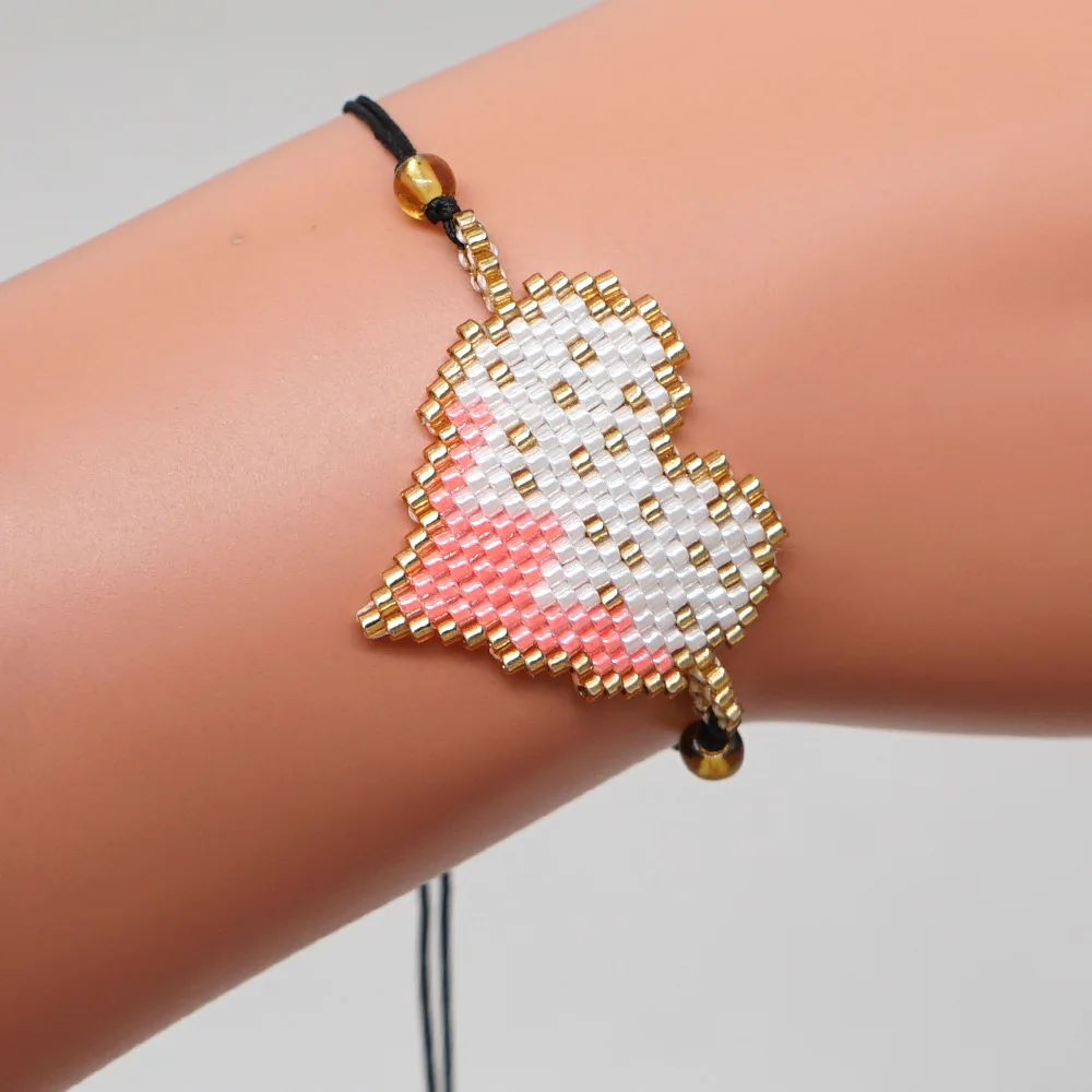 

Богемия Браслет из рисовых бусин Форма сердца Измешивание цветов Регулируемый ручной работы Индивидуальный популярный простой модный браслет из бисера
