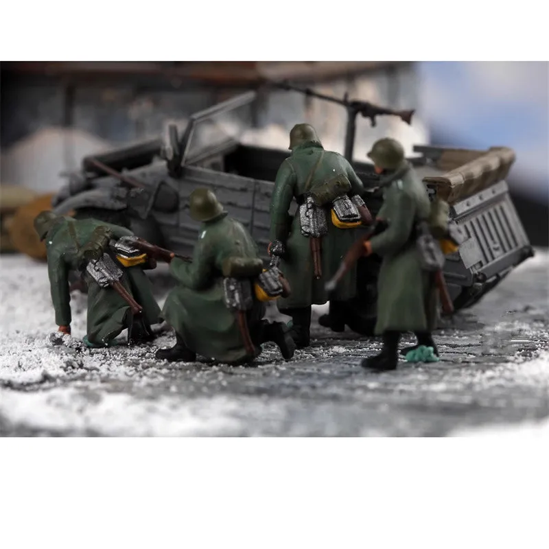 1:72 نموذج الراتنج رسمت 4 قطعة موسكو الشتاء الجنود المشاة الألمانية عمل الشكل DIY بها بنفسك المشهد ملحق جمع عرض الدمى #3