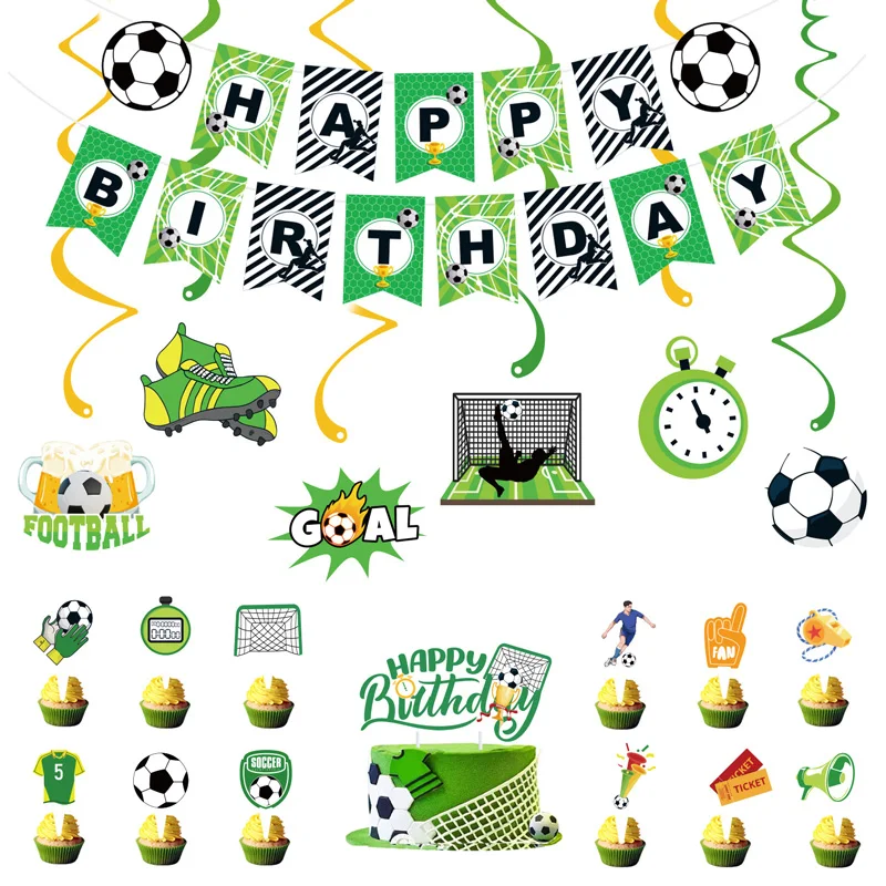 Fußballclub-Jubiläumsbanner, Happy Party, Fußballwettbewerb, Segen, Feiern, Papierschnur, Banner, Wimpel, Party-Dekoration