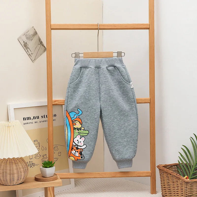 Children Sports Pants Autumn 3-8 Year Old Kid Cartoon Casual Pants Boys Five Little Animals Printed Elastic Waist Pants