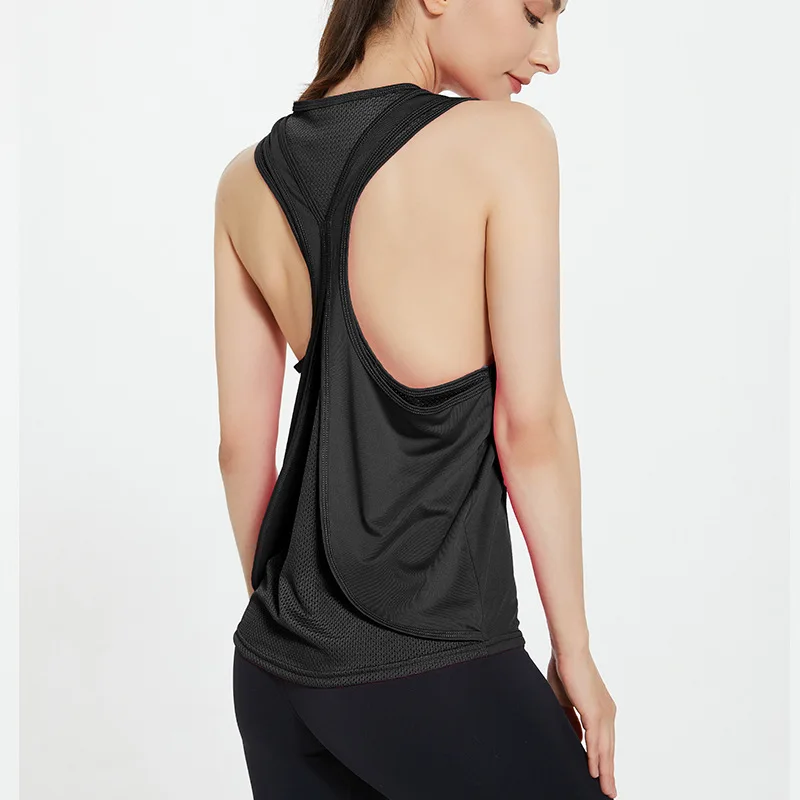 

Yoga Shirt Tops for Women Split Backless Breathable Quick Dry Workout Crop Top Sport Tops For Women Fitness 2022