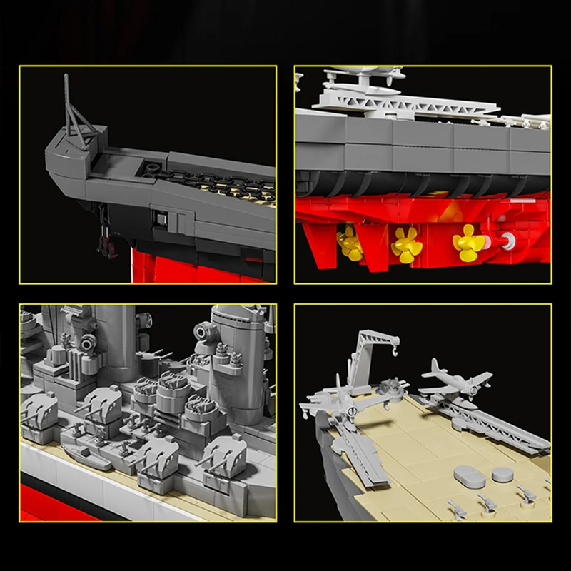 2568PS 1:300 مقياس يو اس اس اس ميسوري سفينة حربية ألعاب مكعبات البناء ديكور المنزل سطح المكتب الحلي سفينة الطوب نموذج التجمع اللعب #4