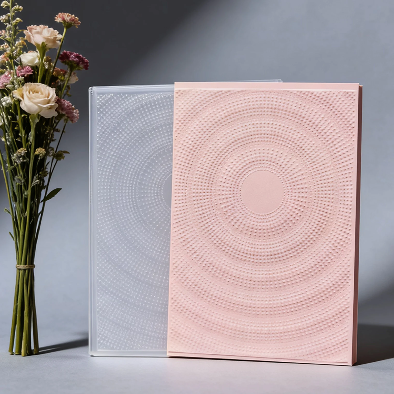 Concentric circular dot array relief embossed board paper art decoration tool template