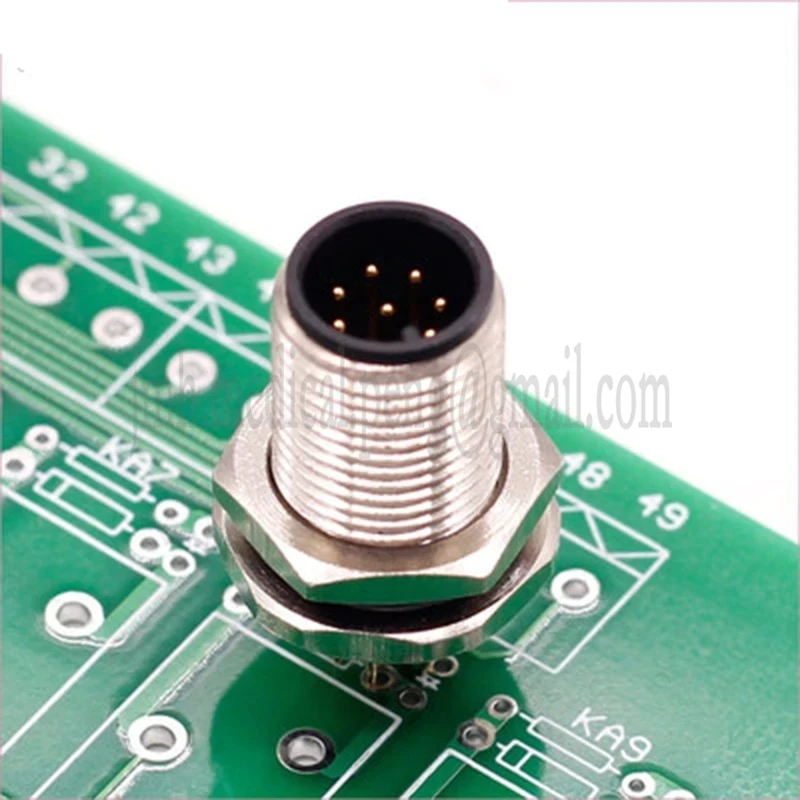 M12 2 3 4 5 6 8 12 17 A Type 4P D Type Pin Waterproof IP67 Aviation Male Female Socket Threaded Connector For PC Board Install