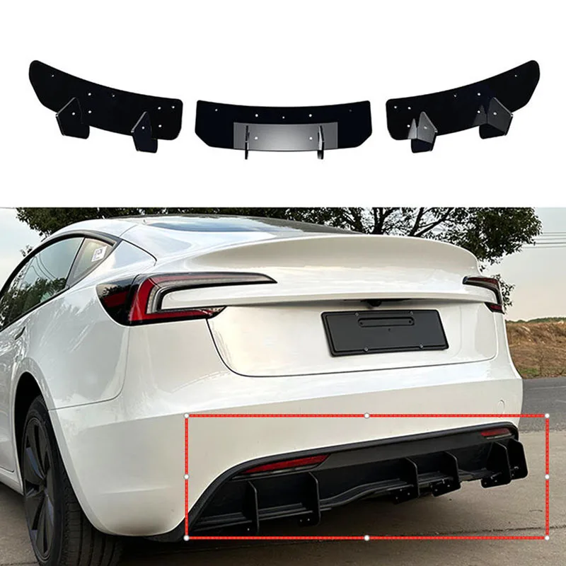 

For Tesla Model 3 2023+ Rear Diffuser Lip Tail Blade Spoiler Bumper Splitter Kit Exterior Trim Modification Body Kit Accessories