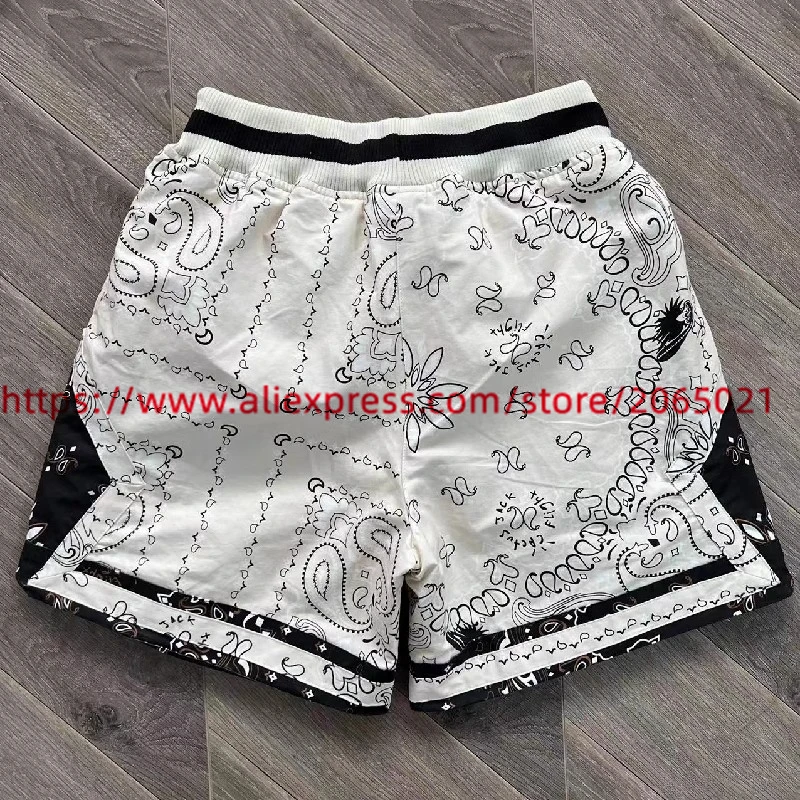 Patchwork Cactus Jack Cashew Flower Full Print Drawstring Shorts Men Women High Quality Casual Oversized Breeches