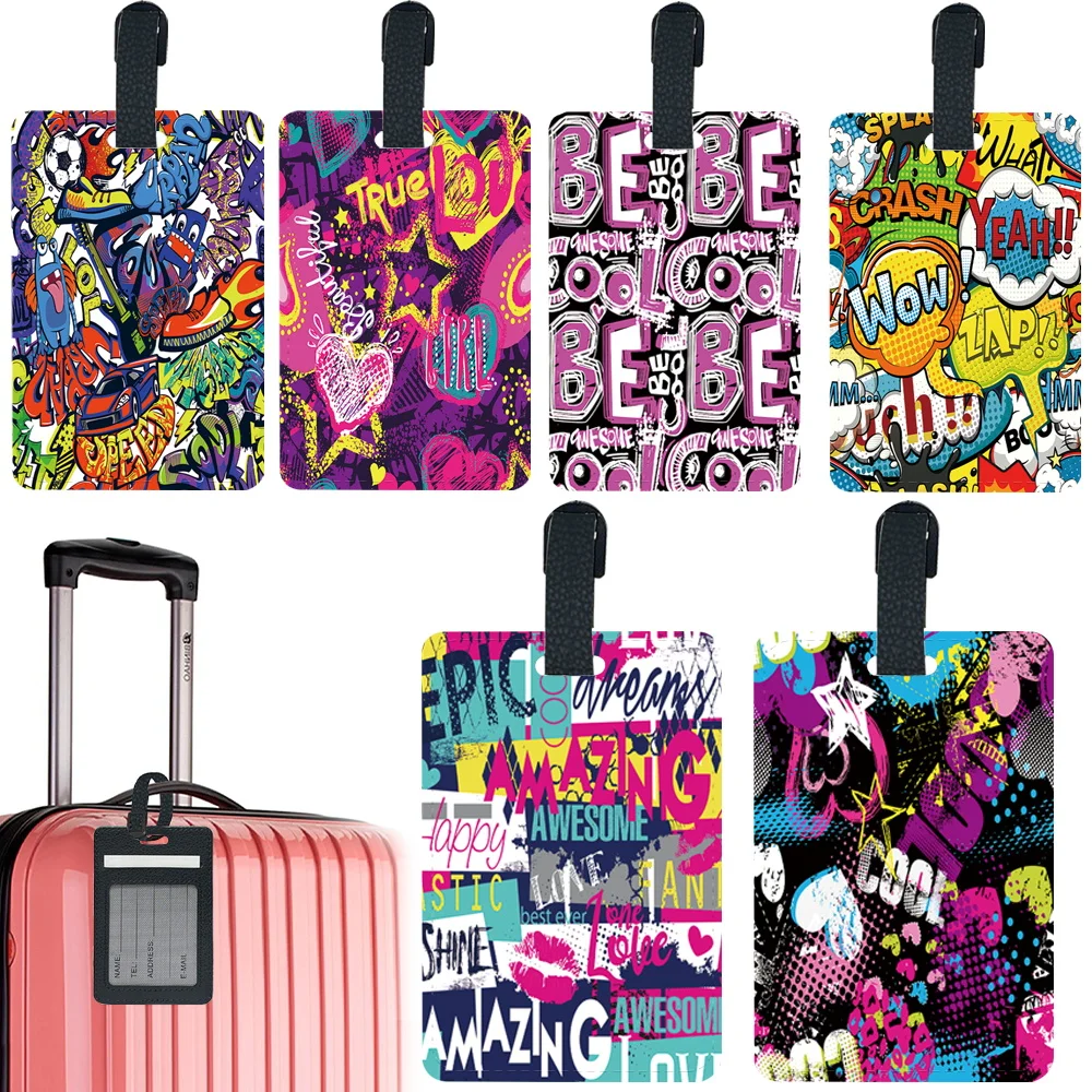 Pu Passport Cover Portable Waterproof Passport Holder Dustproof ID Passport Organizer Travel Accessories Graffiti Art Pattern