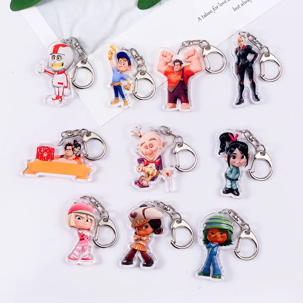 ديزني حطام-It رالف حطام رالف لطيف سلسلة مفاتيح مصنوعة من الأكريليك اكسسوارات حقيبة سحرية على ظهره قلادة حلقة رئيسية هدايا للأصدقاء #1