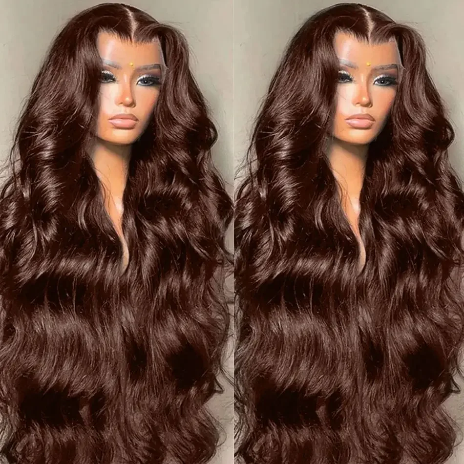 Chocolate Brown Body Wave Lace Front Wig 13x4 13x6 HD Transparent Lace Frontal Wig Human Hair Preplucked Colored Human Hair Wigs