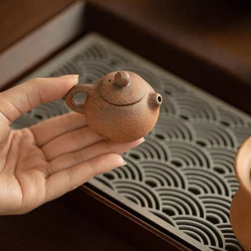 

Wood-Fired Mini Xishi TeapotHandcrafted Matte Sandblasted Yixing StyleUnique Ash Glaze & Classical Chinese Art Piece