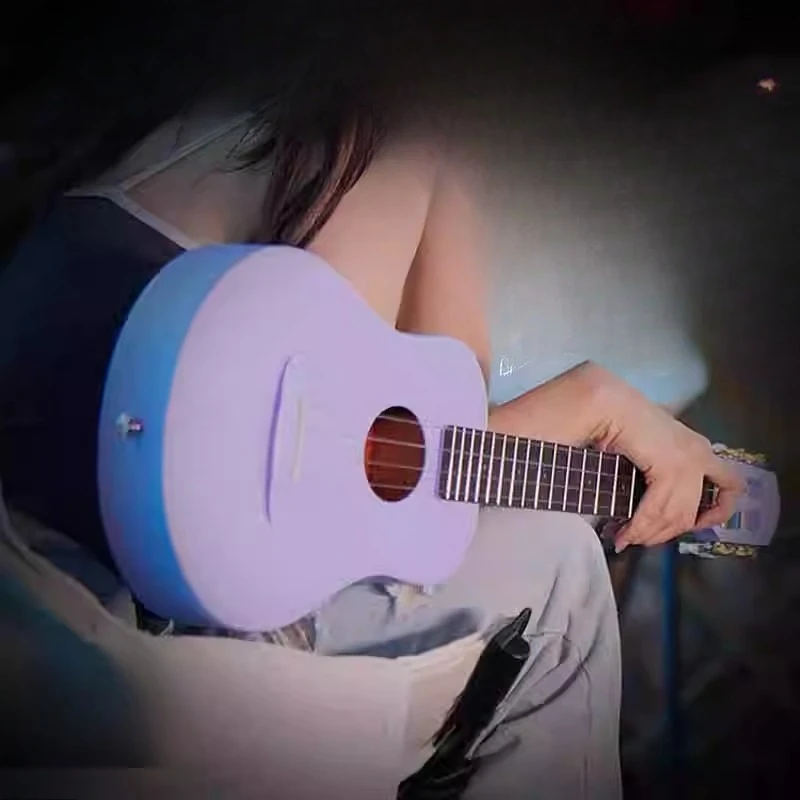 Color full single solid wood ukulele 26 inch portable entry electric box small guitar female and male