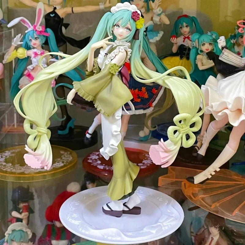 Original Vocaloid Hatsune Miku Figure Matcha Ice Cream For Dessert Series Action Figurines Bandai Collectible Model Statue Toy