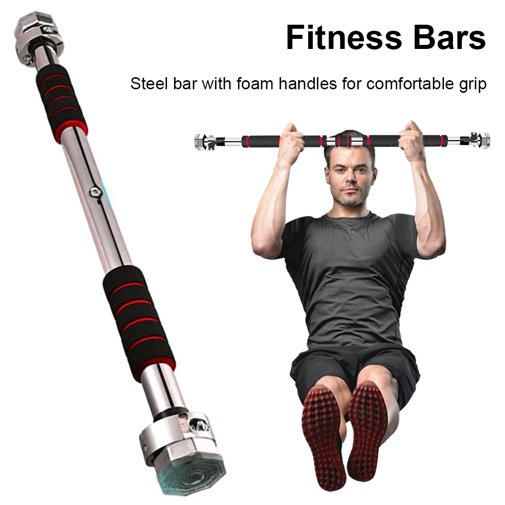 Adjustable Door Wall Horizontal Bar 90cm Pull-Up Fitness Training Bar Wall Bar Gym Equipment for Back Arms Shoulders Ab Muscles