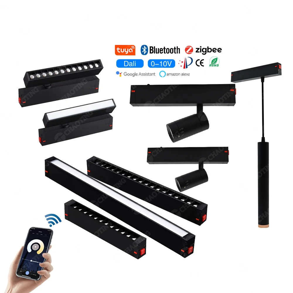 Top-Qualität Smart Einbau-Schienen magnet Wireless Tuya Wifi Ziggbe Bluetooth 220V 48V Linear system Dali LED Magnets chien licht