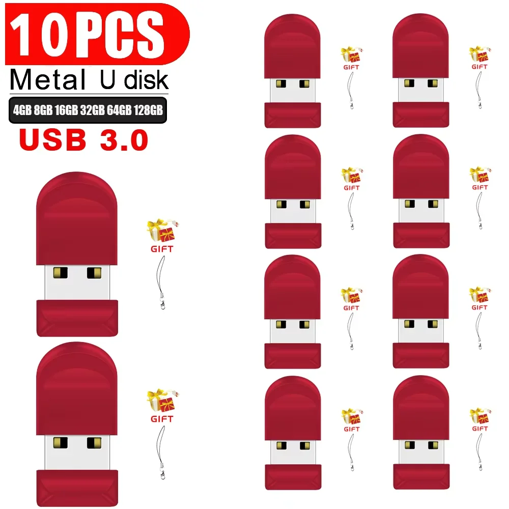 

10pcs High Speed ​​Ultra Mini USB 3.0 Flash Drive Real Capacity Pendrive Waterproof Plug and Play 64GB Memory Stick Thumb Drive